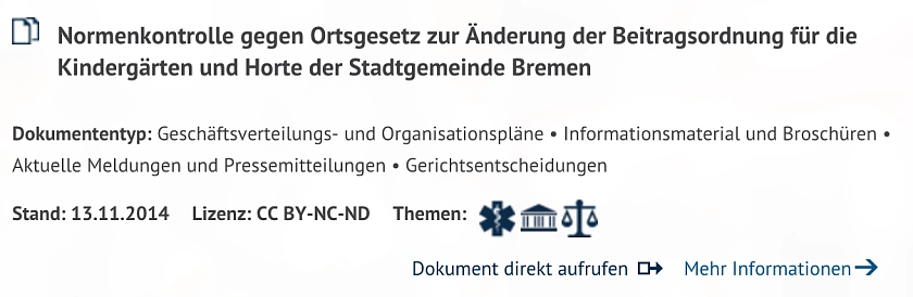 Kurzform eines Ergebnisses