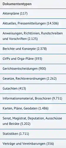 Filter Dokumententypen
