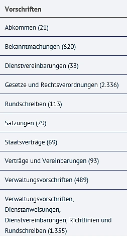 Filter Vorschriften
