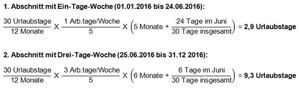 Erhöhung der Arbeitstage: Berechnung Urlaubsabschnitte