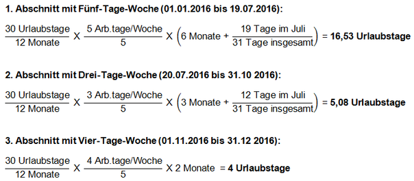 Mehrfache Änderung der Arbeitstage: Berechnung Urlaubsabschnitte